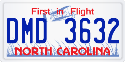 NC license plate DMD3632