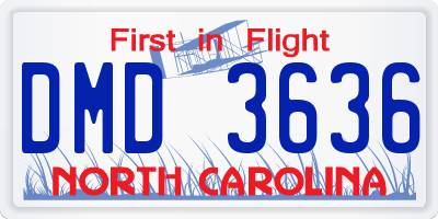 NC license plate DMD3636
