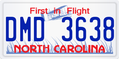 NC license plate DMD3638