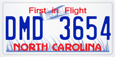 NC license plate DMD3654