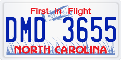 NC license plate DMD3655