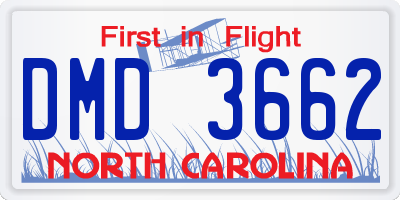 NC license plate DMD3662