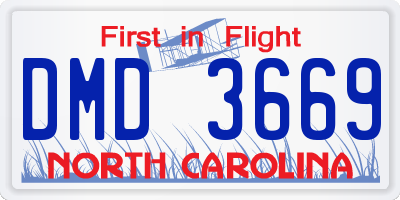 NC license plate DMD3669