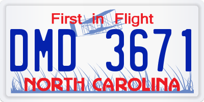 NC license plate DMD3671