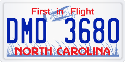 NC license plate DMD3680