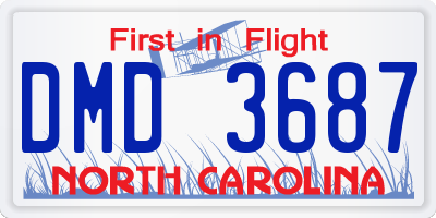 NC license plate DMD3687