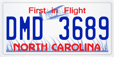 NC license plate DMD3689