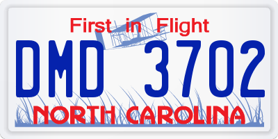 NC license plate DMD3702