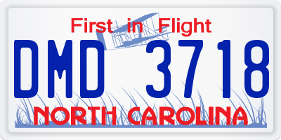 NC license plate DMD3718
