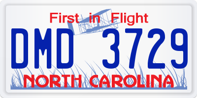 NC license plate DMD3729