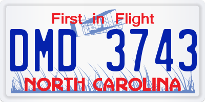 NC license plate DMD3743