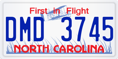 NC license plate DMD3745
