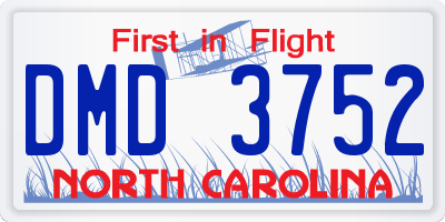 NC license plate DMD3752