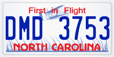 NC license plate DMD3753