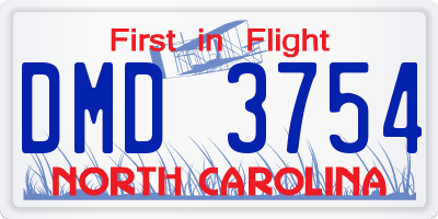 NC license plate DMD3754