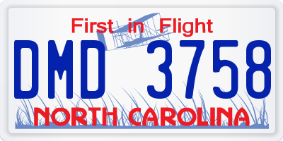 NC license plate DMD3758