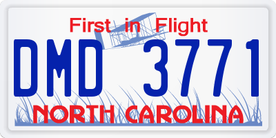 NC license plate DMD3771