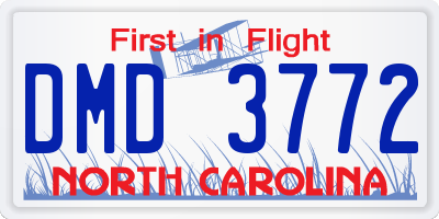NC license plate DMD3772