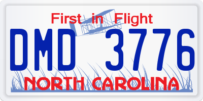 NC license plate DMD3776