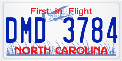 NC license plate DMD3784