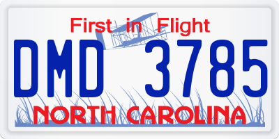 NC license plate DMD3785
