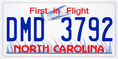 NC license plate DMD3792