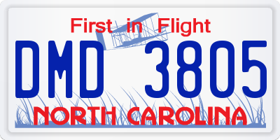 NC license plate DMD3805