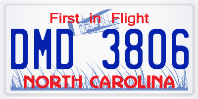 NC license plate DMD3806