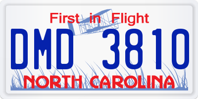 NC license plate DMD3810