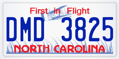 NC license plate DMD3825