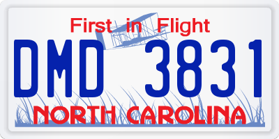NC license plate DMD3831