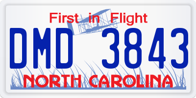 NC license plate DMD3843