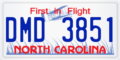 NC license plate DMD3851