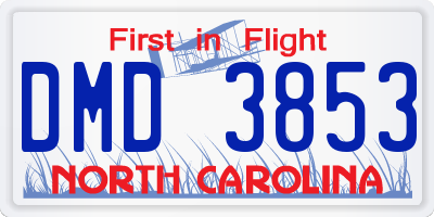 NC license plate DMD3853