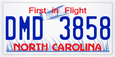 NC license plate DMD3858