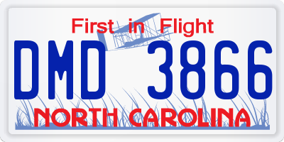 NC license plate DMD3866