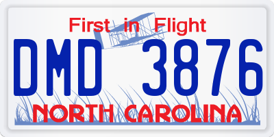 NC license plate DMD3876