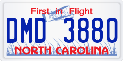 NC license plate DMD3880