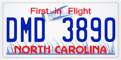 NC license plate DMD3890