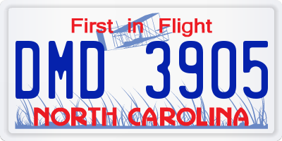 NC license plate DMD3905