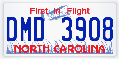NC license plate DMD3908