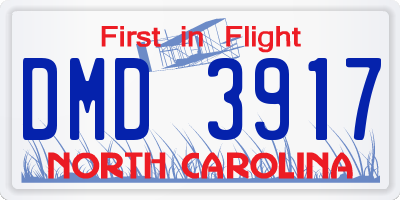 NC license plate DMD3917