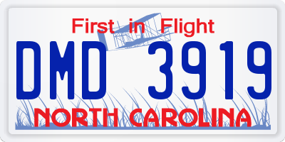 NC license plate DMD3919