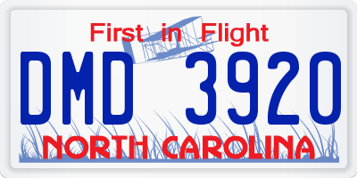 NC license plate DMD3920