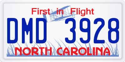 NC license plate DMD3928