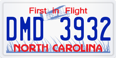 NC license plate DMD3932