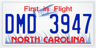 NC license plate DMD3947