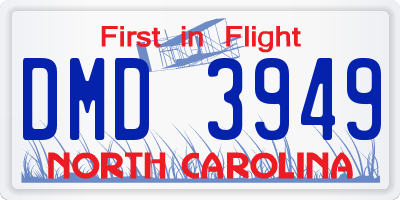 NC license plate DMD3949