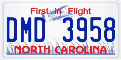 NC license plate DMD3958