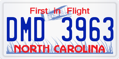 NC license plate DMD3963